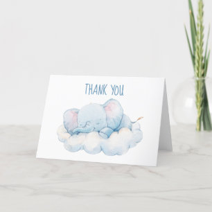 Sleeping Elephant Baby Shower, Boy Baby Shower Thank You Card