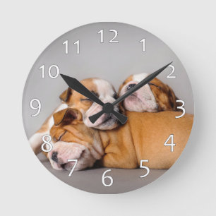 Sleeping English bulldog Round Clock