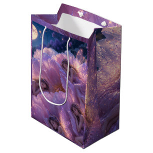 Sleeping Fairies in a Moonlit Flower Garden Medium Gift Bag