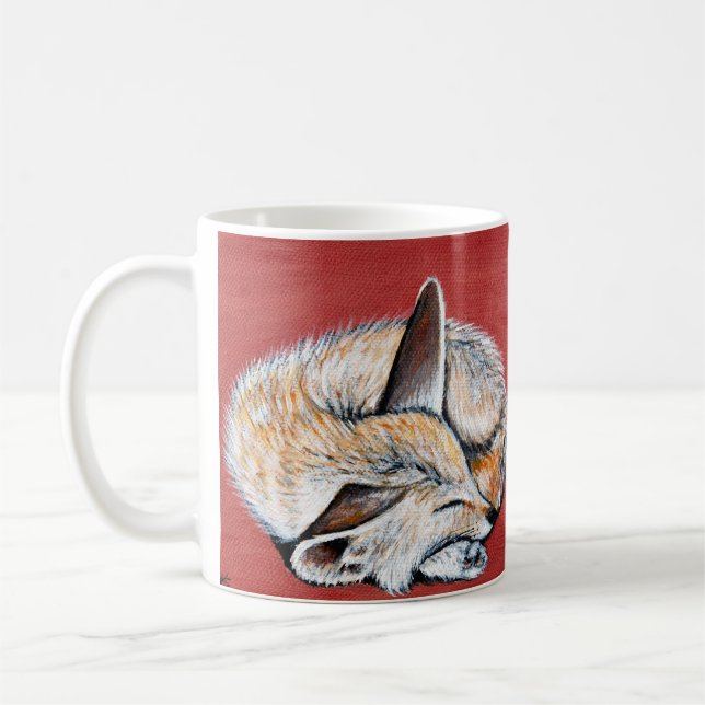 Sleeping Fennec Fox painting Coffee Mug (Left)