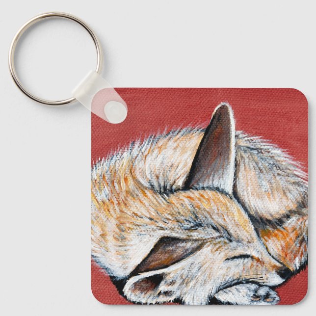 Sleeping Fennec Fox painting Key Ring (Front)