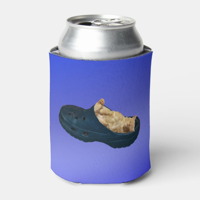Sleeping Fluffy Kitten In Croc Shoe, Can Cooler (Can Front)