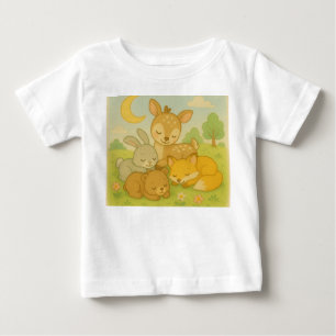Sleeping Forest Friends – Cute Woodland Animals T- Baby T-Shirt