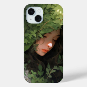 Sleeping Forest Girl Anime iPhone 15 Case
