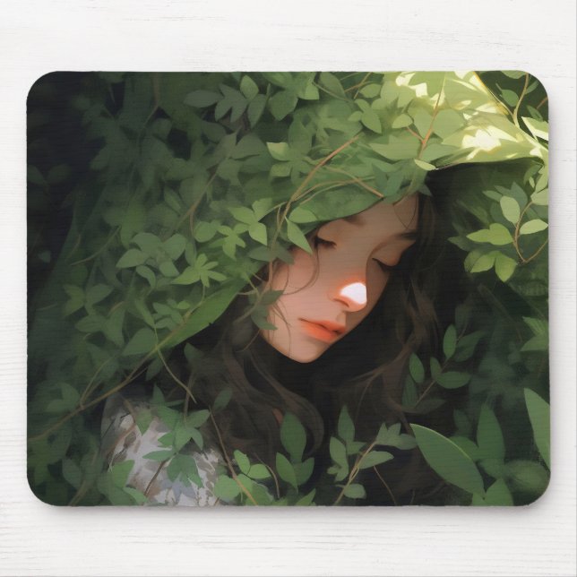 Sleeping Forest Girl Anime Mouse Pad (Front)