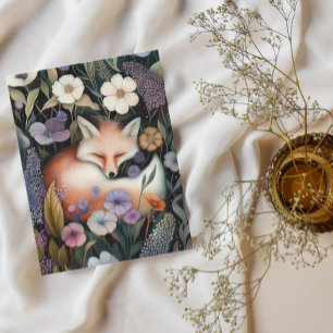 Sleeping Fox Among Wildflowers Greeting Card