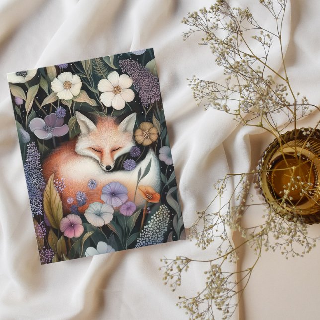 Sleeping Fox Among Wildflowers Greeting Card (Creator Uploaded)