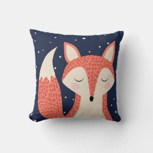 Sleeping fox art red fox night sky and stars cushion
