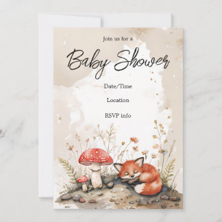 Sleeping Fox Baby Shower Invitation