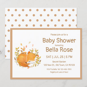 Sleeping Fox Cub Baby Shower Cards