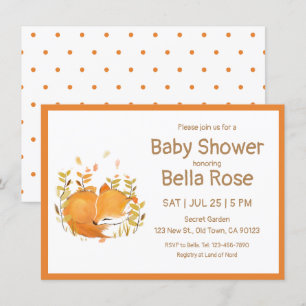 Sleeping Fox Cub Baby Shower Invitations