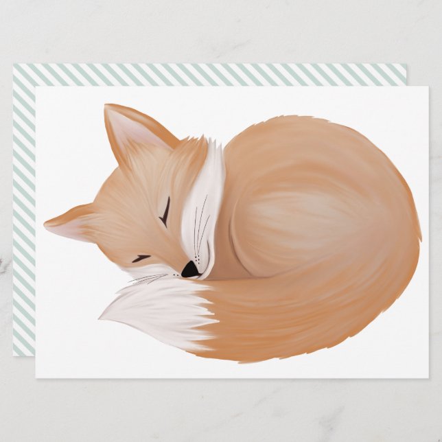 Sleeping fox, cut out invitation (Front/Back)