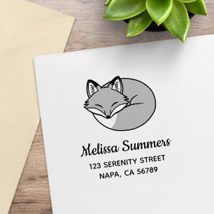 Sleeping Fox, Etched - Address Rubber Stamp