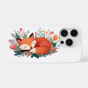 Sleeping Fox Floral Cute Illustration iPhone 15 Pro Case