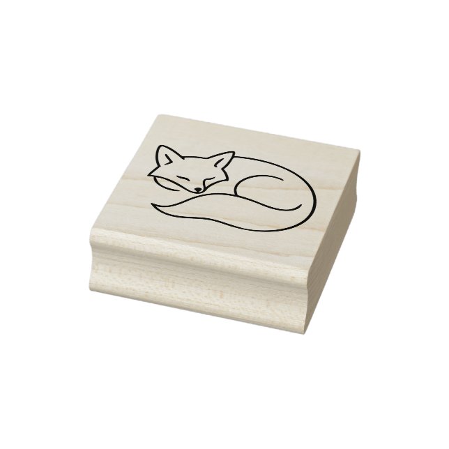 Sleeping Fox Line Art – Minimal Animal Ilustration Rubber Stamp (Stamp)