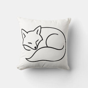 Sleeping Fox Line Art – Woodland Animal Design Cushion