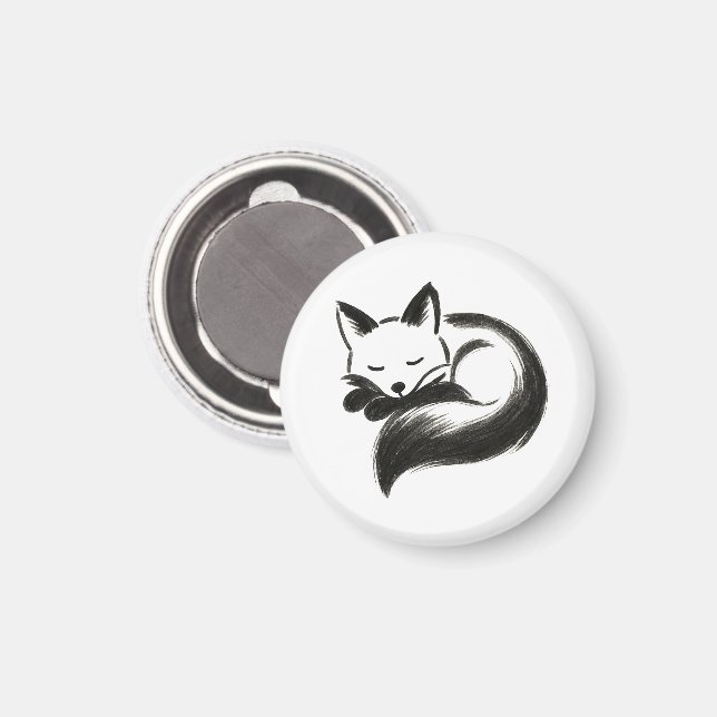 Sleeping Fox – Minimalist Chalk Animal Design on  Magnet (Front/Back)