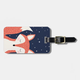 Sleeping fox night stars luggage tag