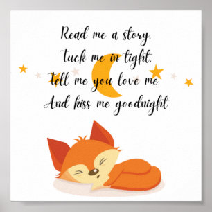 Sleeping Fox Nursery Room Wall Poster