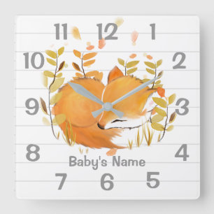 Sleeping Fox Nursery Wall Clock