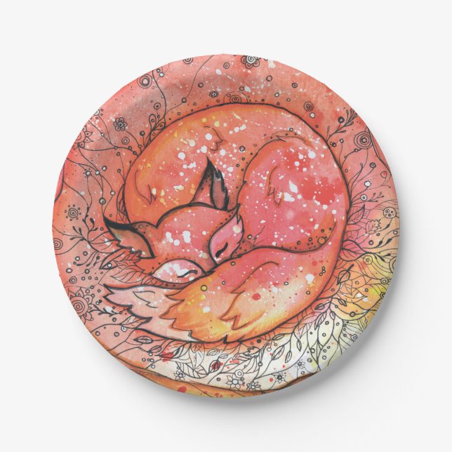 Sleeping fox paper plate (Front)