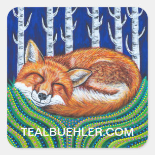 sLEEPING fOX Square Sticker