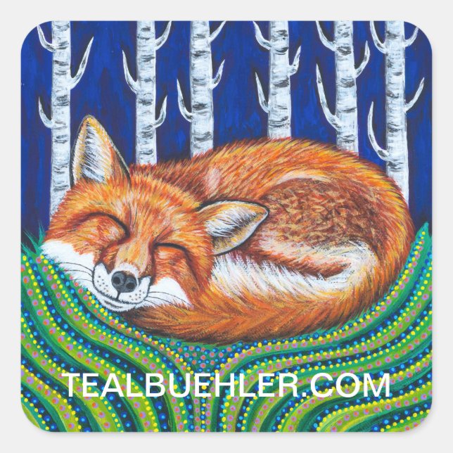 sLEEPING fOX Square Sticker (Front)