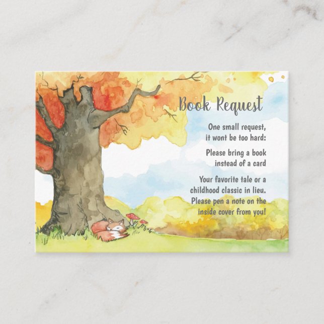 Sleeping Fox Under a Tree Book Request Card (Front)