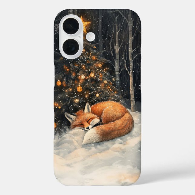 Sleeping Fox Whimsical Rustic Christmas Case-Mate iPhone Case (Back)