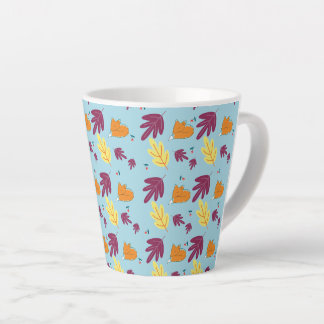 Sleeping Foxes and Autumn Leaves Pattern Latte Mug