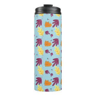 Sleeping Foxes and Autumn Leaves Pattern Thermal Tumbler