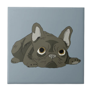 Sleeping French Bulldog Ceramic Tile