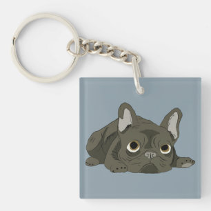Sleeping French Bulldog Key Ring