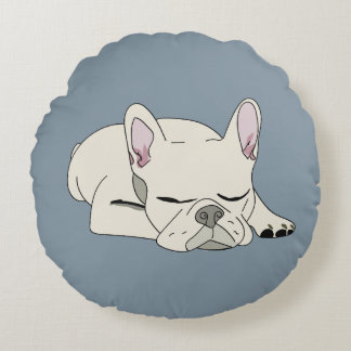 Sleeping French Bulldog Round Cushion