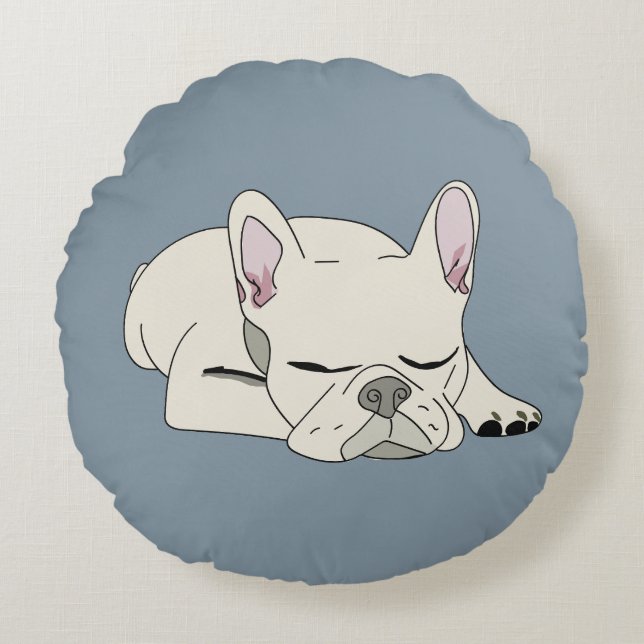 Sleeping French Bulldog Round Cushion (Front)