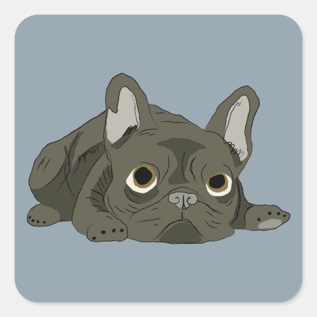 Sleeping French Bulldog Square Sticker (Front)
