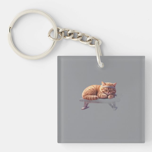 Sleeping Ginger Cat Keychain (Front)