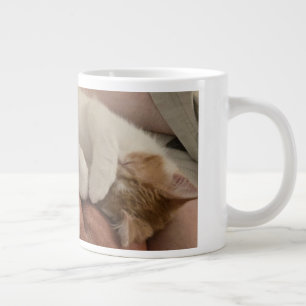 Sleeping ginger kitten - orange and white large coffee mug