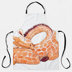 Sleeping Giraffe: Gentle Watercolor Apron