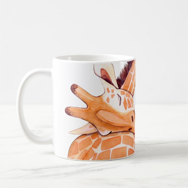 Sleeping Giraffe: Gentle Watercolor Coffee Mug (Left)