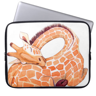 Sleeping Giraffe: Gentle Watercolor Laptop Sleeve