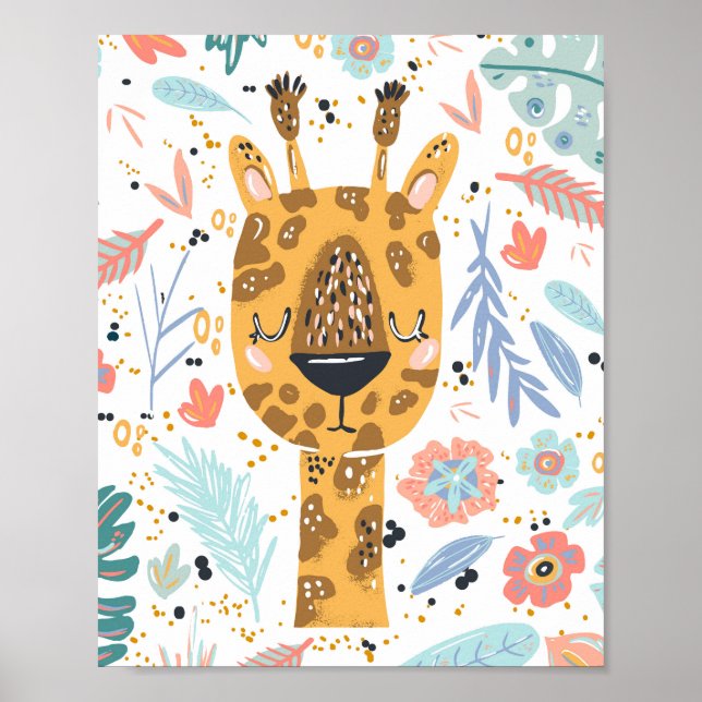 Sleeping Giraffe Nursery Art Poster (Front)