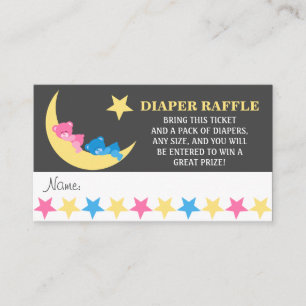 Sleeping Girl and Boy Bears Diaper Raffle Tickets Enclosure Card