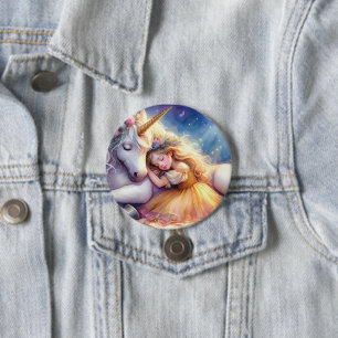 Sleeping Girl Unicorn Dreamscape 7.5 Cm Round Badge