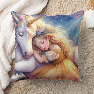 Sleeping Girl Unicorn Dreamscape Cushion