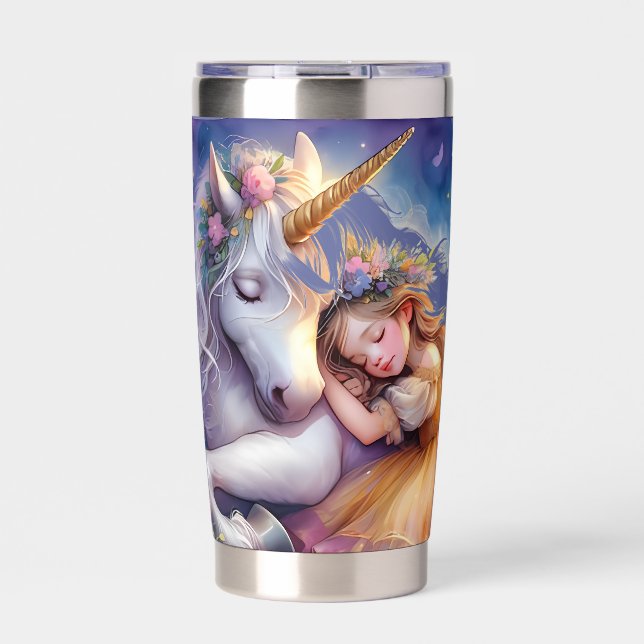 Sleeping Girl Unicorn Dreamscape Insulated Tumbler (Front)