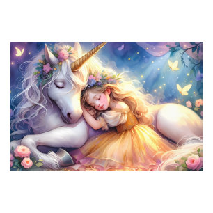 Sleeping Girl Unicorn Dreamscape Photo Print