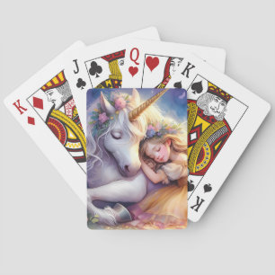 Sleeping Girl Unicorn Dreamscape Playing Cards