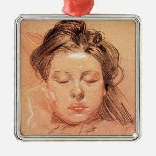 Sleeping Girl's Face (by Frantisek Kupka) Metal Ornament