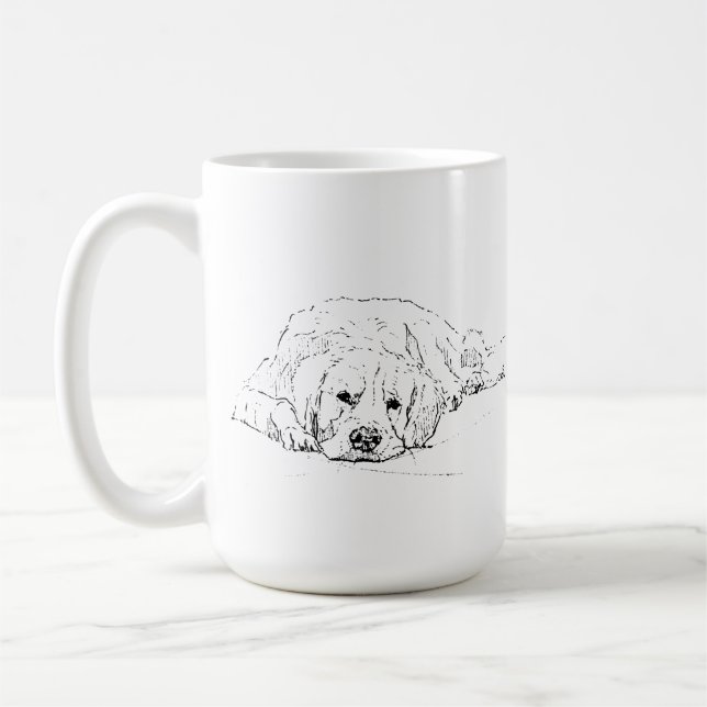 Sleeping Golden Retriever, Dog Drawing  Coffee Mug (Left)